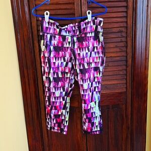 Pink, purple, yellow medium gym capri